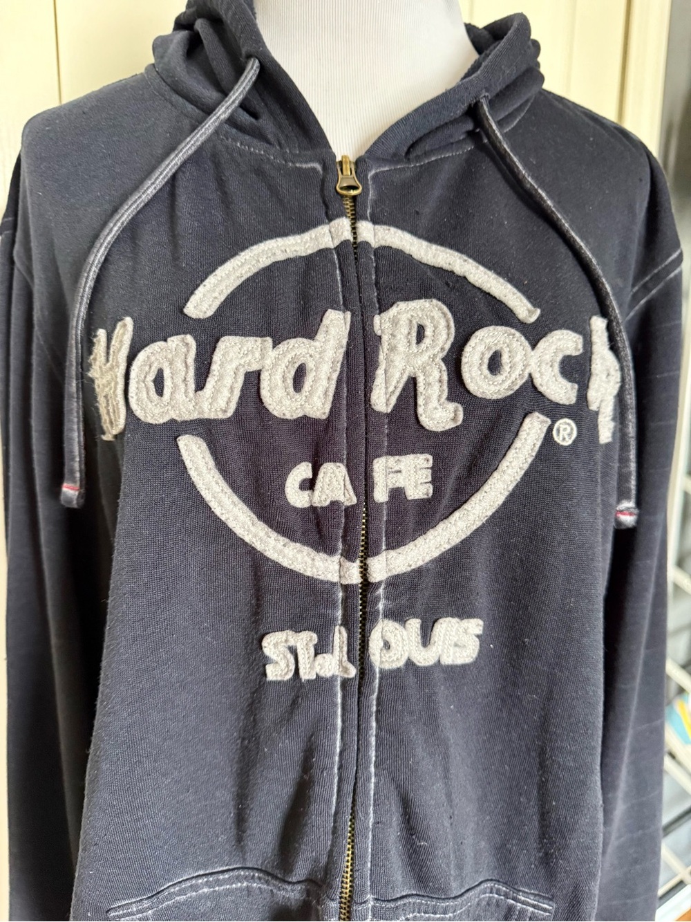 Hard Rock Cafe Black and White Full-Zip Hoodie